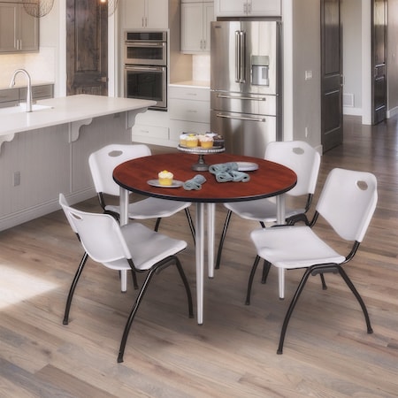 Regency Kahlo Round Table & Chair Sets, 48 W, 48 L, 29 H, Wood, Metal, Plastic Top, Cherry TPL48RNDCHCM47GY